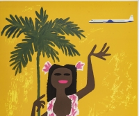 Original Vintage Poster, Morvan, TAI South Pacific, Tahiti, Shell Palm Tree 1955