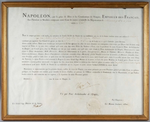 Lettre de grâce imprimée sur Vélin, signée par Napoléon ; 1807|||||||