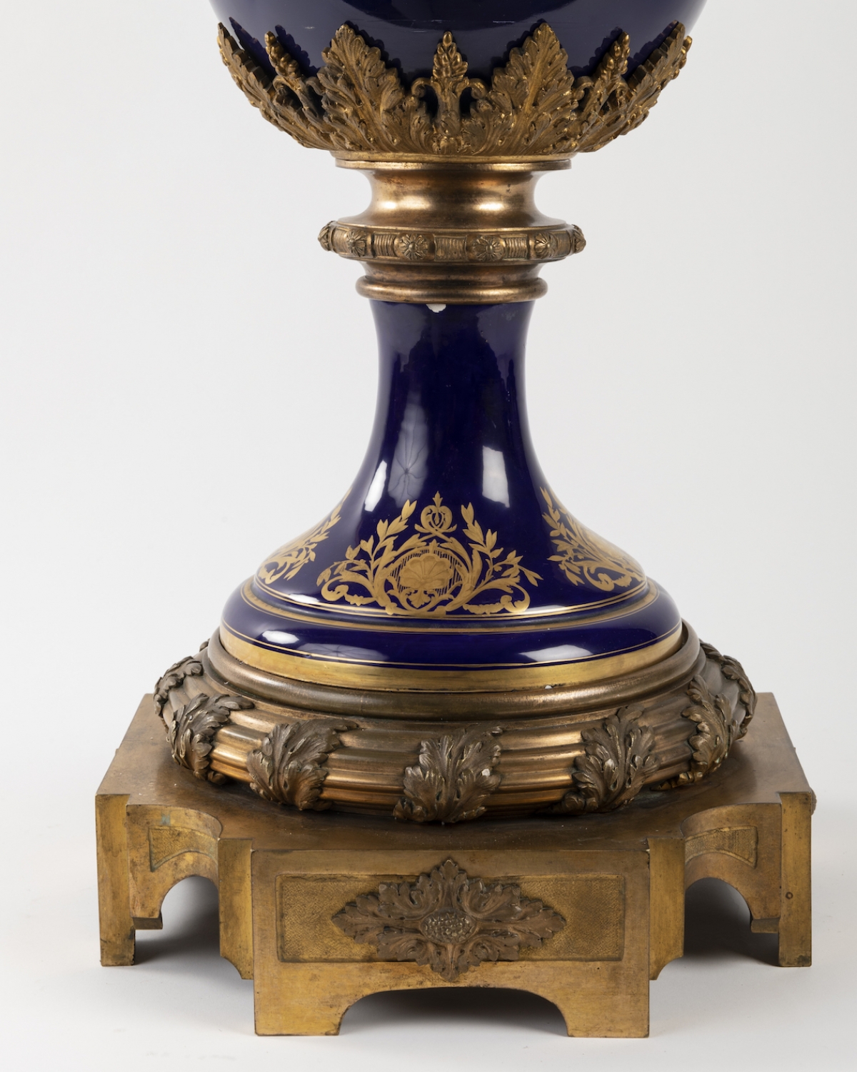 A French 19th Century Louis XVI St. Cobalt Blue Sèvres Porcelain And Ormolu  Lamp