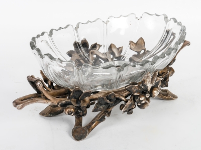Coupe en bronze et cristal du XIXème siècle, Époque Napoléon III|||||||||