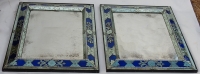 1970/80 Paire De Miroirs Venise Style Louis 14 Avec Ornements En Verre Bleu