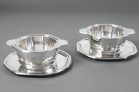 JEAN E. PUIFORCAT - PAIRE DE SAUCIERES ARGENT MASSIF ART DECO