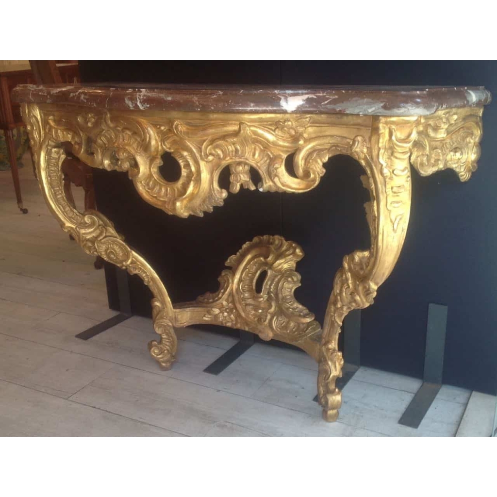 Console d’époque Louis XV en bois doré |||||||