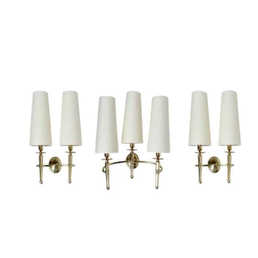 Trio d'appliques en bronze Maison Honoré 1960 ||||||