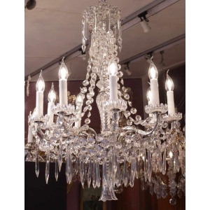 Baccarat - Lustre argenté eclairant par neuf bras de lumiere |||||