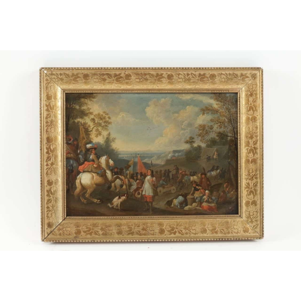 Campement de cavaliers, paire de tableaux, fin XVIII ème siècle Campement de cavaliers, paire de tableaux, fin XVIII ème siècle