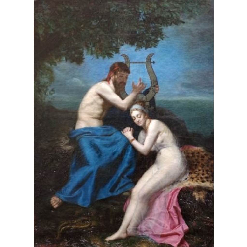 Orphée et Eurydice, huile sur toile, signée et datée en bas à gauche "A.M. Roucoule, 1877" Orphée et Eurydice, huile sur toile, signée et datée en bas à gauche "A.M. Roucoule, 1877"