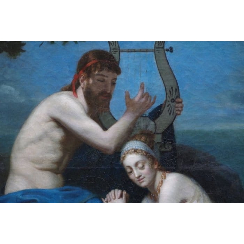 Orphée et Eurydice, huile sur toile, signée et datée en bas à gauche "A.M. Roucoule, 1877" Orphée et Eurydice, huile sur toile, signée et datée en bas à gauche "A.M. Roucoule, 1877"