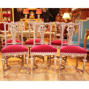 6 Chaises de style Louis XIV vers 1880 par Damont and Co ||||||