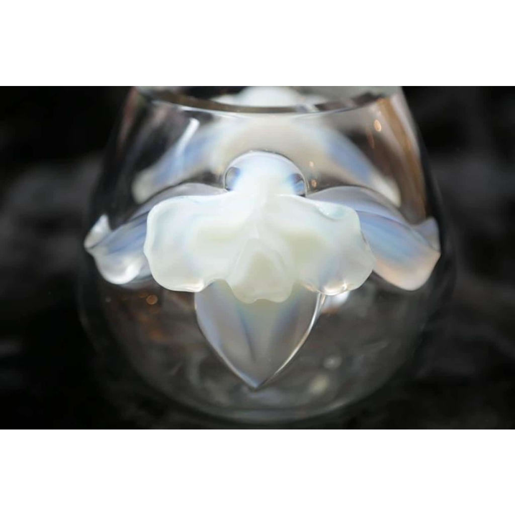 Lalique France Vase "orchidée" opalescent Lalique France Vase "orchidée" opalescent