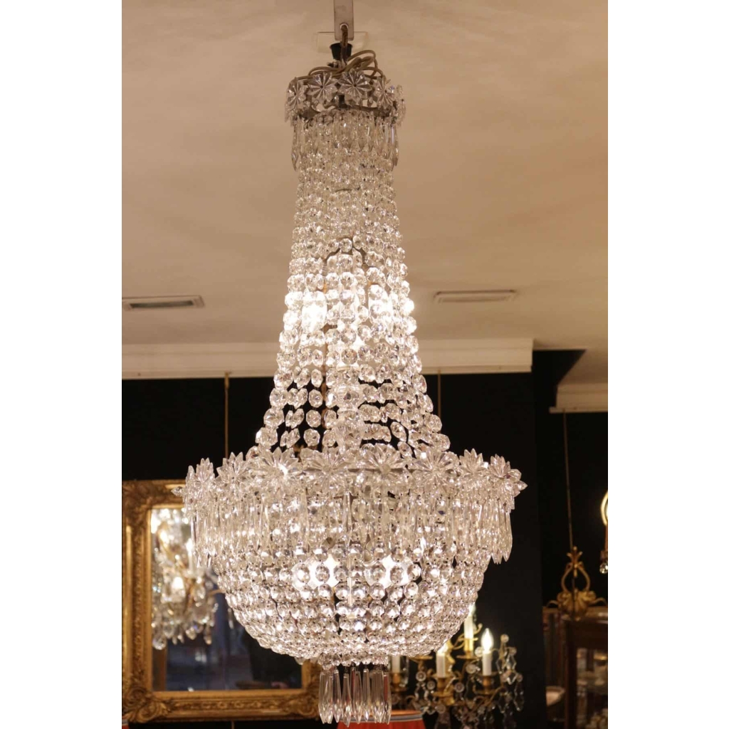 Lustre corbeille en cristal fin 19e |||||||