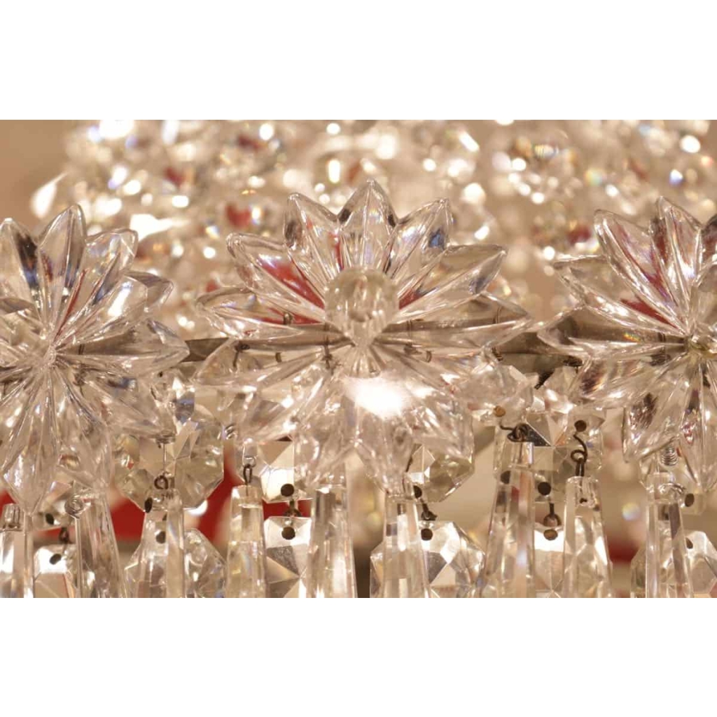 Lustre corbeille en cristal fin 19e Lustre corbeille en cristal fin 19e