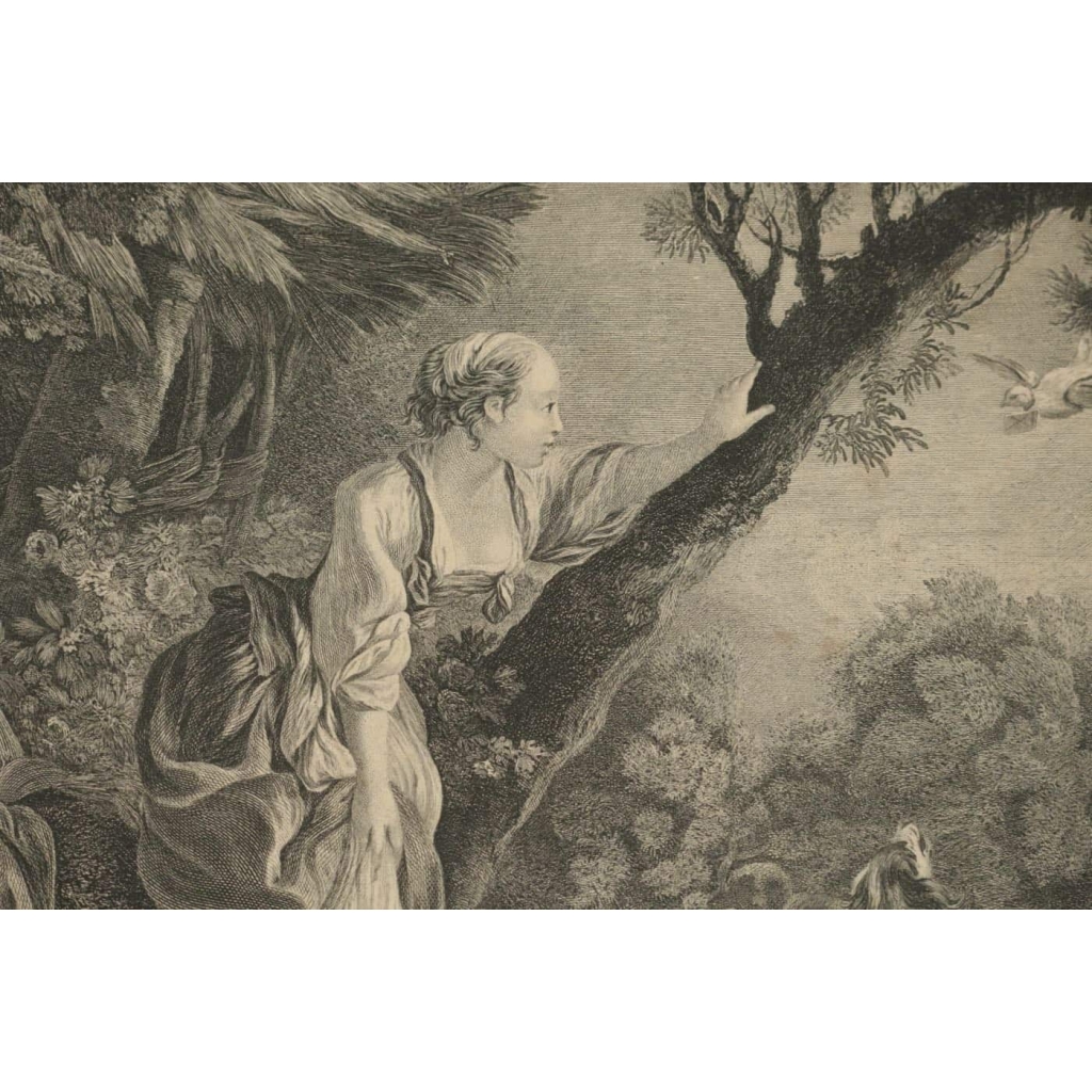 Gravure Romantique, XIXème Siècle, "LArrivée du Courrier" Gravure Romantique, XIXème Siècle, "LArrivée du Courrier"