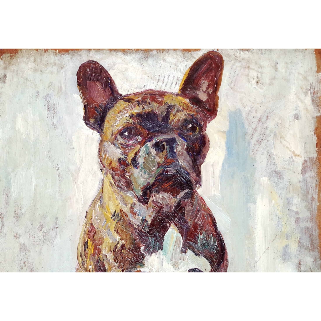 Huile sur panneau représentant un bouledogue, par Gabriel SUE (1867-1958) Huile sur panneau représentant un bouledogue, par Gabriel SUE (1867-1958)