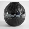 Marie Claude Lalique : Pair of Black and Frosted Glass 'TANZANIA' Vases Marie Claude Lalique : Pair of Black and Frosted Glass 'TANZANIA' Vases