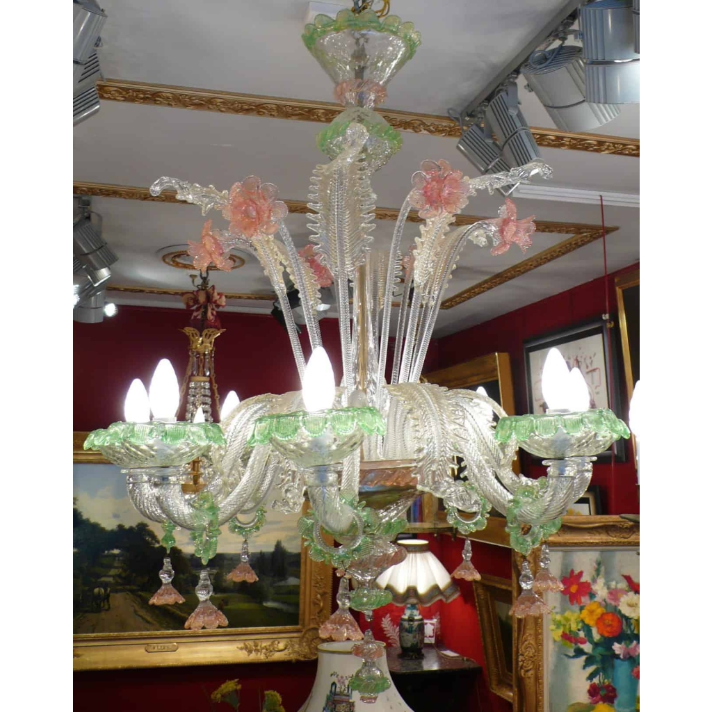 Murano Lustre Ancien de Venise 20ème Siècle 8 Lumières ||||