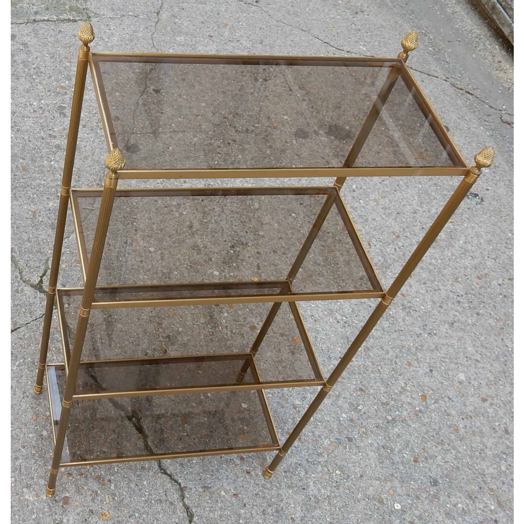 1970' Etagere A 4 Niveaux En Bronze Maison Bagués Avec Pommes de Pin 1970' Etagere A 4 Niveaux En Bronze Maison Bagués Avec Pommes de Pin