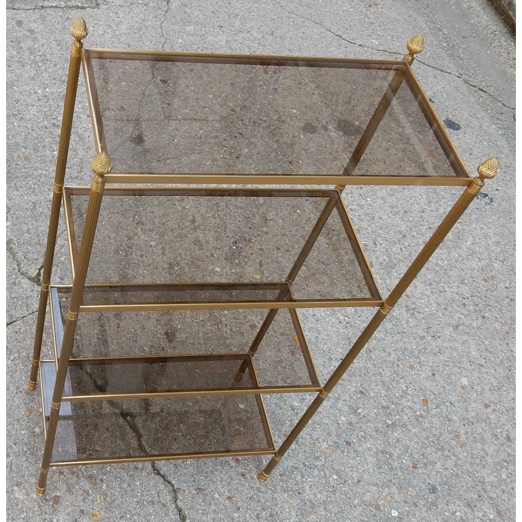 1970' Etagere A 4 Niveaux En Bronze Maison Bagués Avec Pommes de Pin 1970' Etagere A 4 Niveaux En Bronze Maison Bagués Avec Pommes de Pin