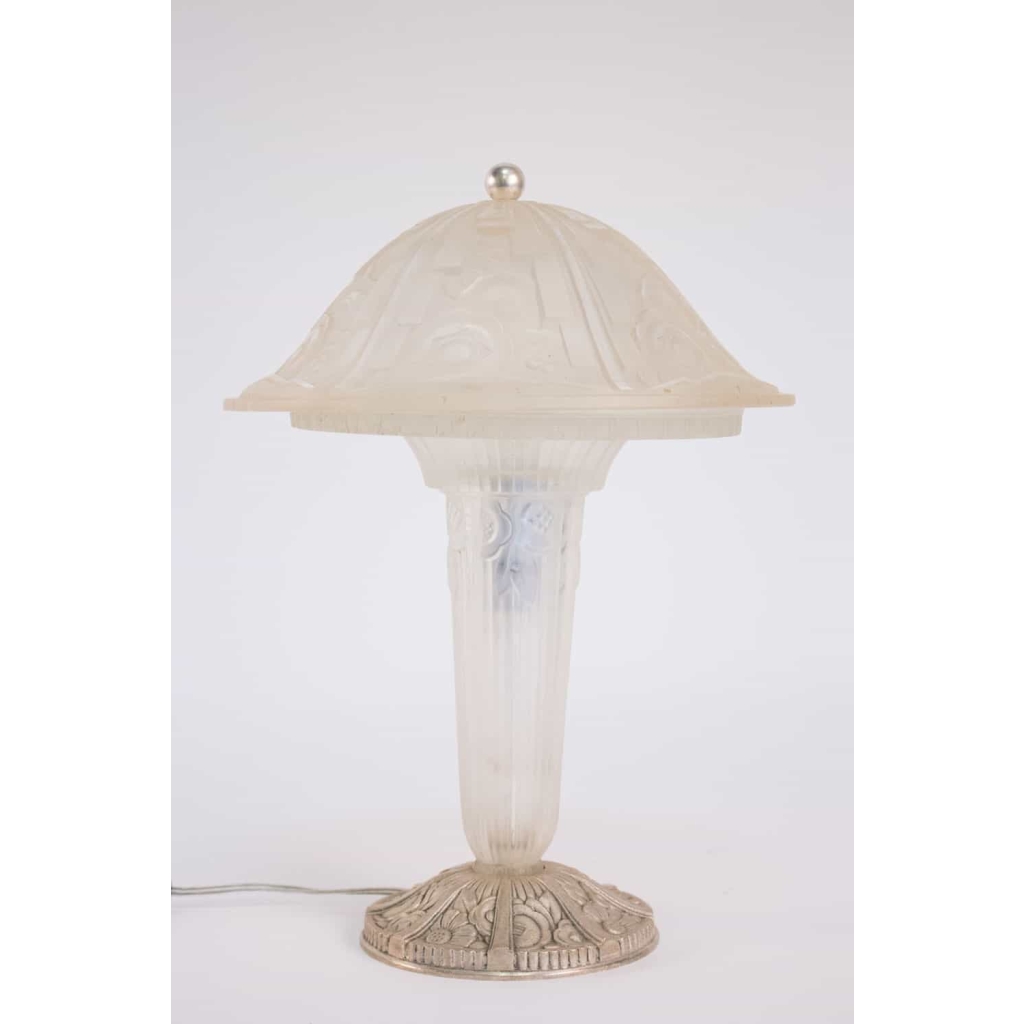 Hettier Vincent Paire de Lampes en verre 1930 ||||||