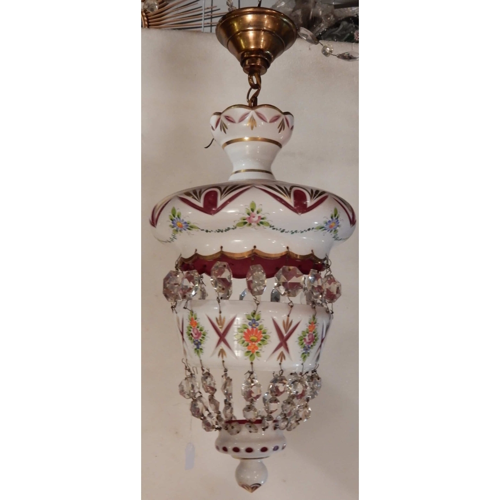 1950/60 Lustre Ou Lanterne Baccarat Overlay |||||||