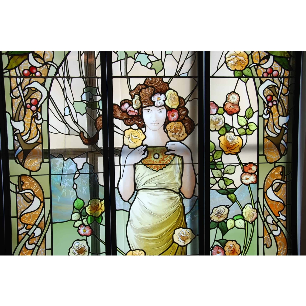 VITRAUX ART NOUVEAU FEMME A LA ROSE VITRAUX ART NOUVEAU FEMME A LA ROSE