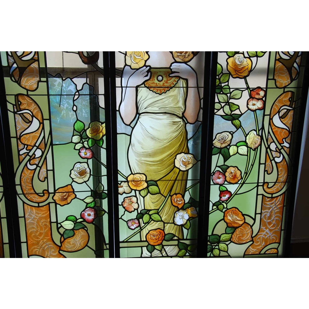 VITRAUX ART NOUVEAU FEMME A LA ROSE VITRAUX ART NOUVEAU FEMME A LA ROSE