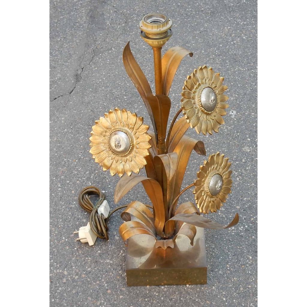 1970' Lampe aux Tournesols Style Maison Jansen |||||||