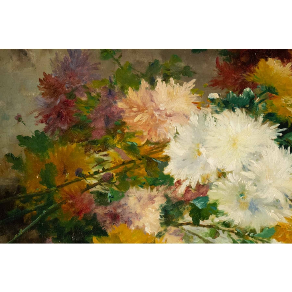 Eugène Henri Cauchois (1850 - 1911): Jetée de chrysanthèmes. Eugène Henri Cauchois (1850 - 1911): Jetée de chrysanthèmes.