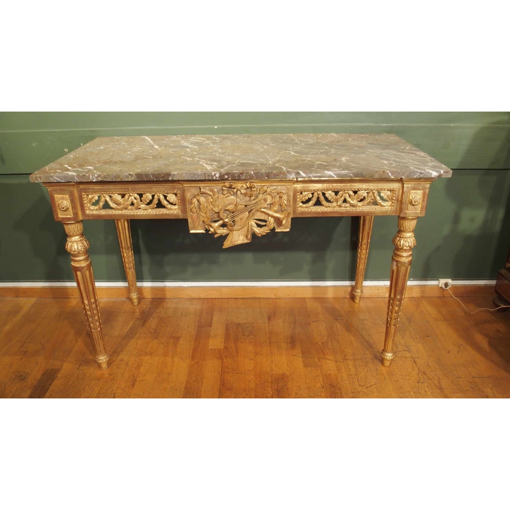 Console Louis XVI en bois doré |||||