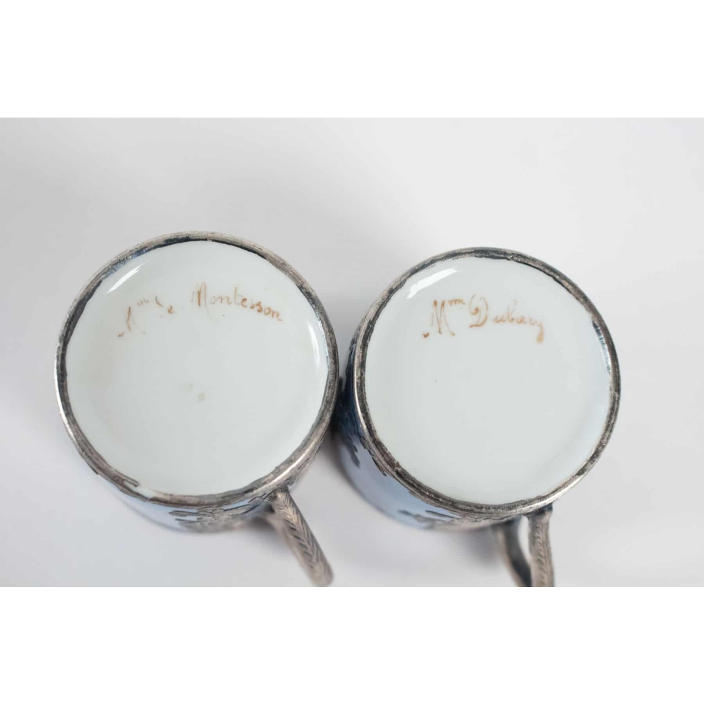 Paire de tasses monture argent XlXe Paire de tasses monture argent XlXe