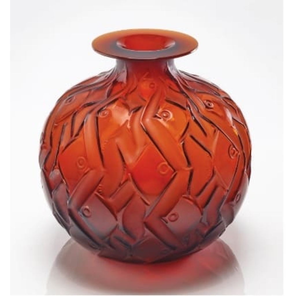 René et Suzanne LALIQUE Vase 'PENTHIÈVRE" verre Ambre |