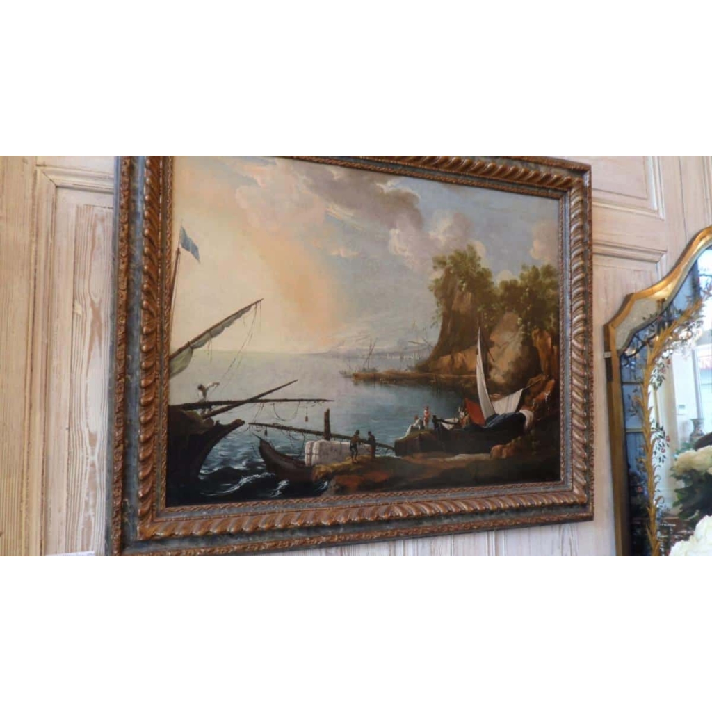 Peinture sur toile, marine, attribuée à Andrien Van Der Cabel. Réf: Charles 07. |||||||