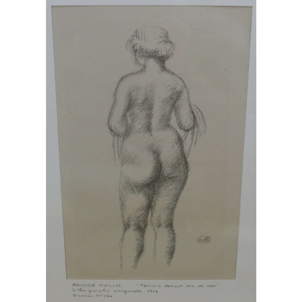 MAILLOL Aristide Nu de dos Lithographie 1926 |