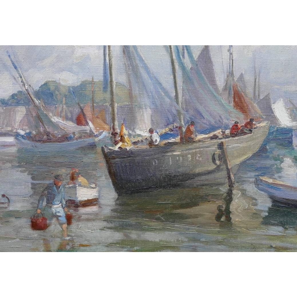 BARNOIN Henri tableau 20è siècle Bretagne port de Concarneau huile toile signée BARNOIN Henri tableau 20è siècle Bretagne port de Concarneau huile toile signée