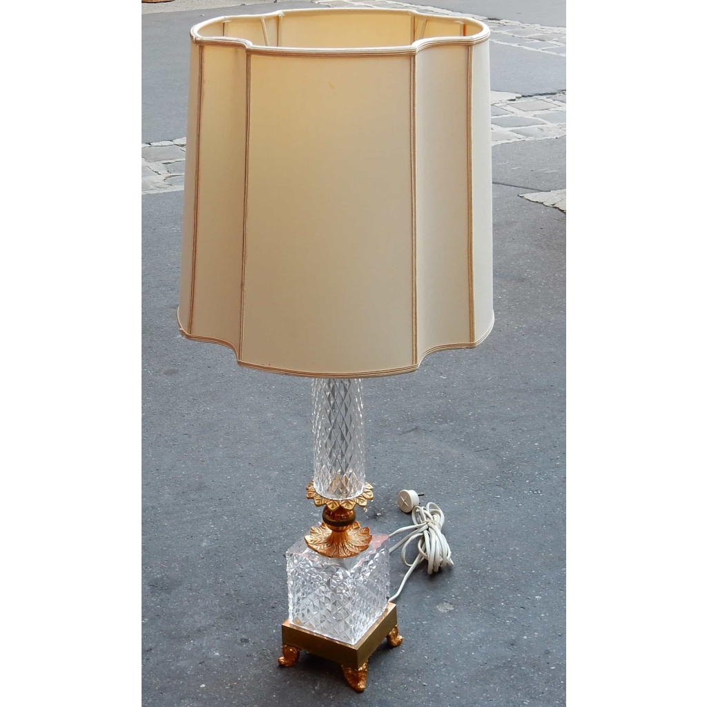 1970 Lampe cristal et bronze 1970 Lampe cristal et bronze