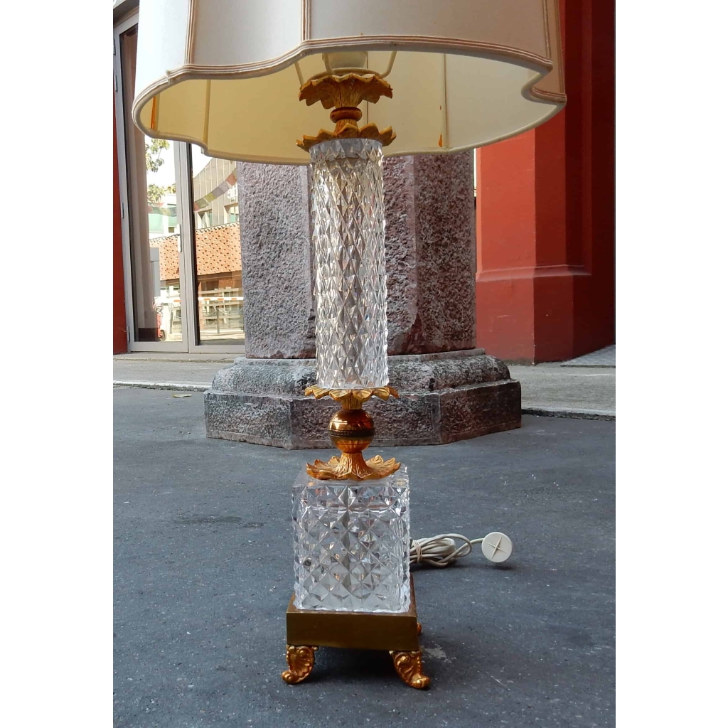 1970 Lampe cristal et bronze 1970 Lampe cristal et bronze