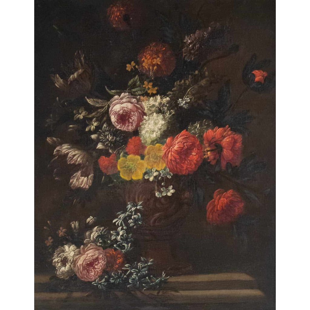 Bouquet De Fleurs Sur Un Entablement.J-B Bosschaert XVIII Siècle Bouquet De Fleurs Sur Un Entablement.J-B Bosschaert XVIII Siècle