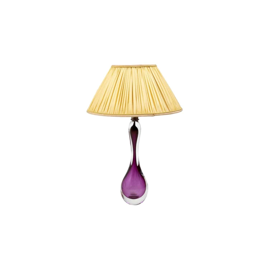 Val-Saint-Lambert, Lampe en cristal transparent et violet, années 1960 |||||