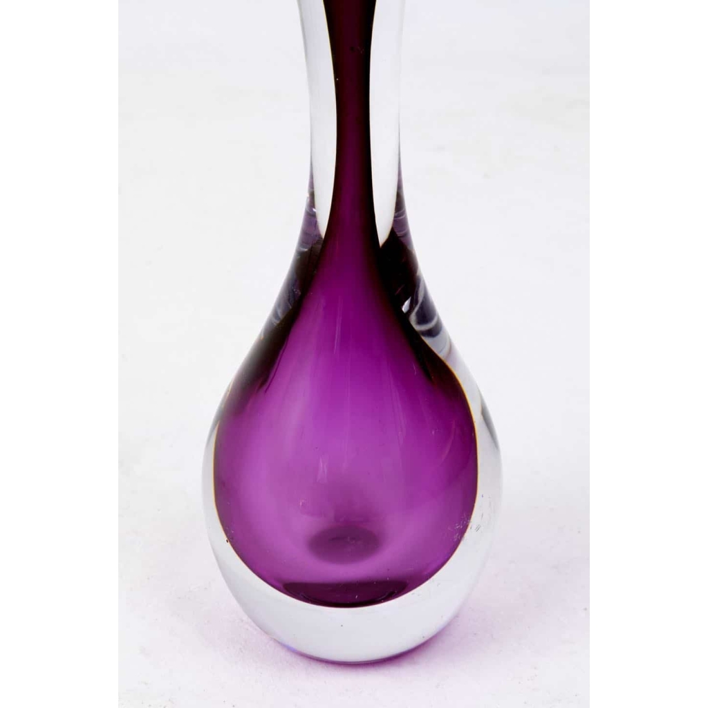 Val-Saint-Lambert, Lampe en cristal transparent et violet, années 1960 Val-Saint-Lambert, Lampe en cristal transparent et violet, années 1960