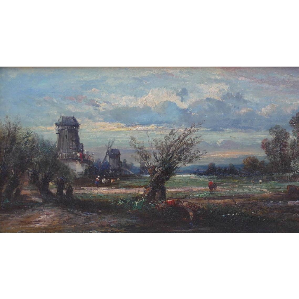 DUPRE Leon Victor Tableau 19è Ecole De Barbizon La Campagne En Ile De France Huile Signée DUPRE Leon Victor Tableau 19è Ecole De Barbizon La Campagne En Ile De France Huile Signée