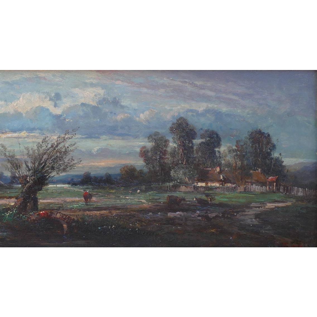 DUPRE Leon Victor Tableau 19è Ecole De Barbizon La Campagne En Ile De France Huile Signée DUPRE Leon Victor Tableau 19è Ecole De Barbizon La Campagne En Ile De France Huile Signée