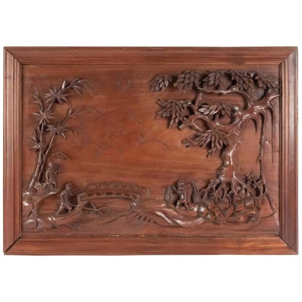 Panneau En Bois Sculpté, Chine, XXème Siècle, Décoration d'Intérieur |||||||||