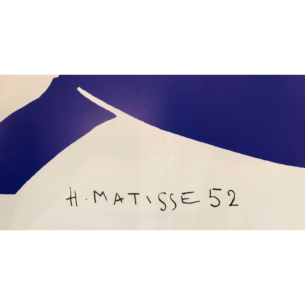 MATISSE Henri ( d'après ) "Nu bleu" Estampe signée et datée 52 MATISSE Henri ( d'après ) "Nu bleu" Estampe signée et datée 52