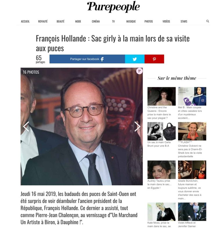 Article de Presse – François Hollande à Biron – Site Purepeople | Biron ||