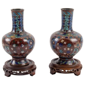 Paire De Vases En Bronze Cloisonné, Chine, XIXème Siècle ||||||||||||||