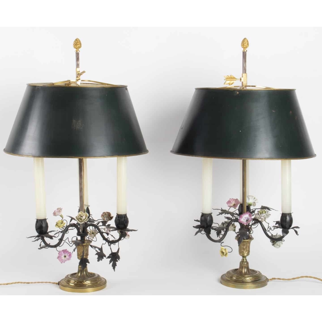 Paire de lampes Bouillotte Louis XVI. XIX ème siècle ||||||