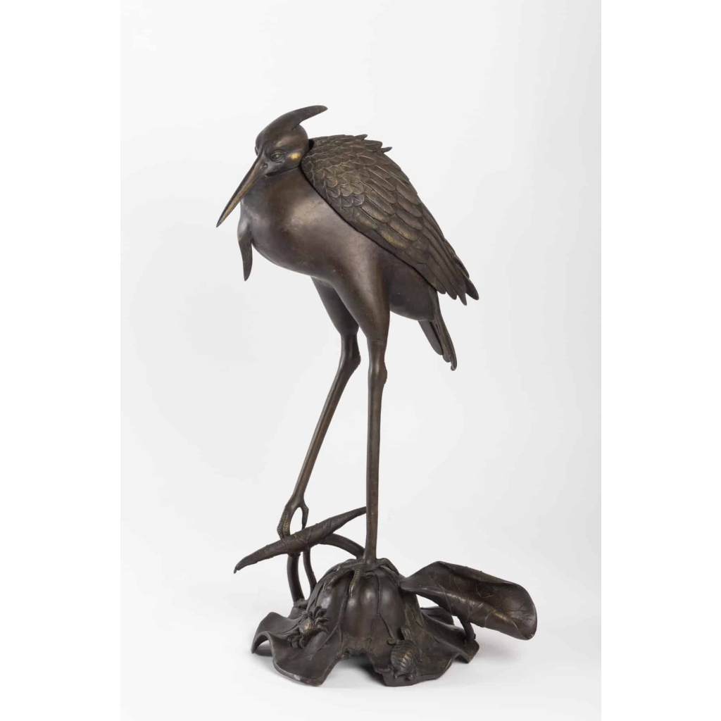 Heron in bronze - Edo period |||||||||||