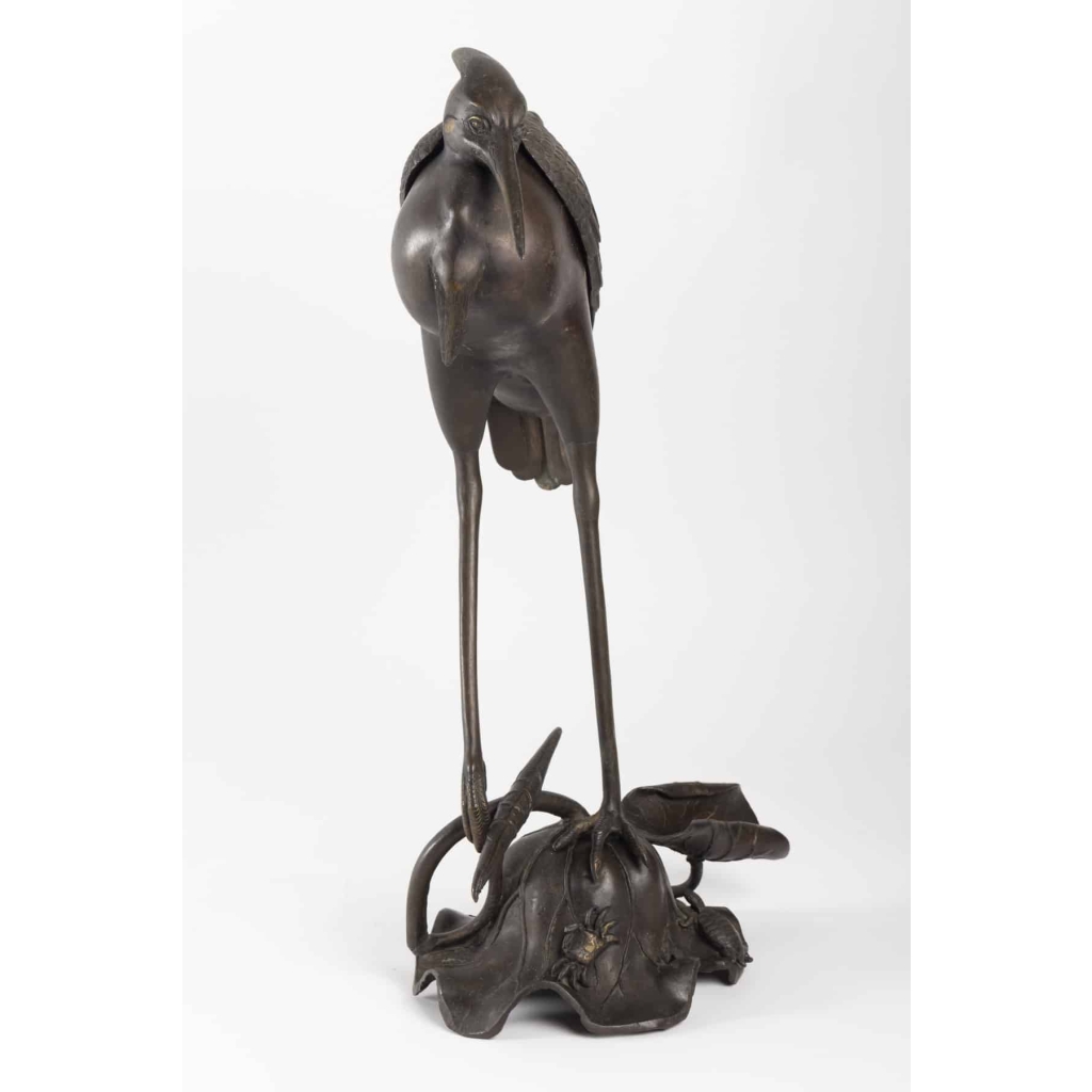 Heron in bronze - Edo period Heron in bronze - Edo period