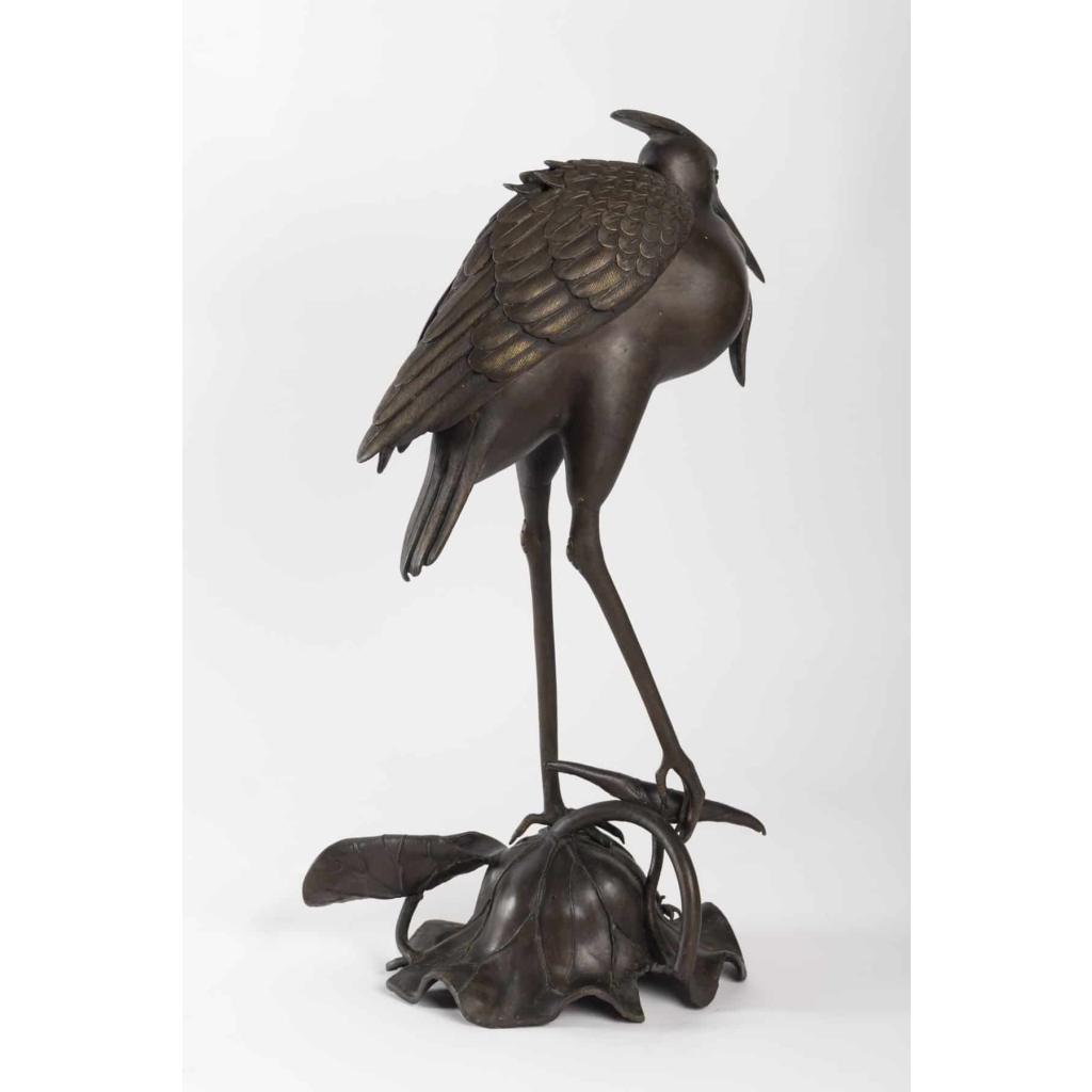 Heron in bronze - Edo period Heron in bronze - Edo period