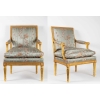 Paire de Fauteuils en bois doré de style Louis XVI fin 19e siècle ||||||||||